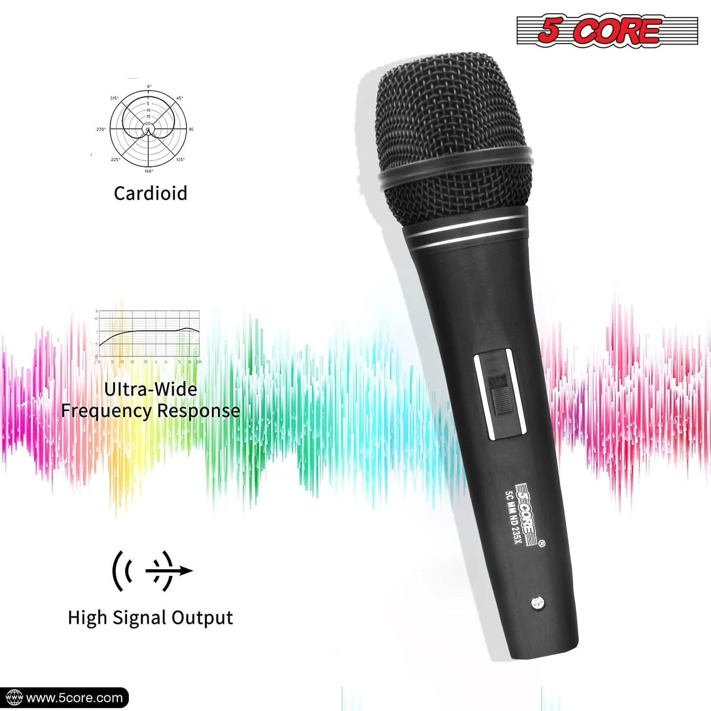 5Core XLR Microphone Dynamic Mic Karaoke Singing Studio Microfono Handheld Mics