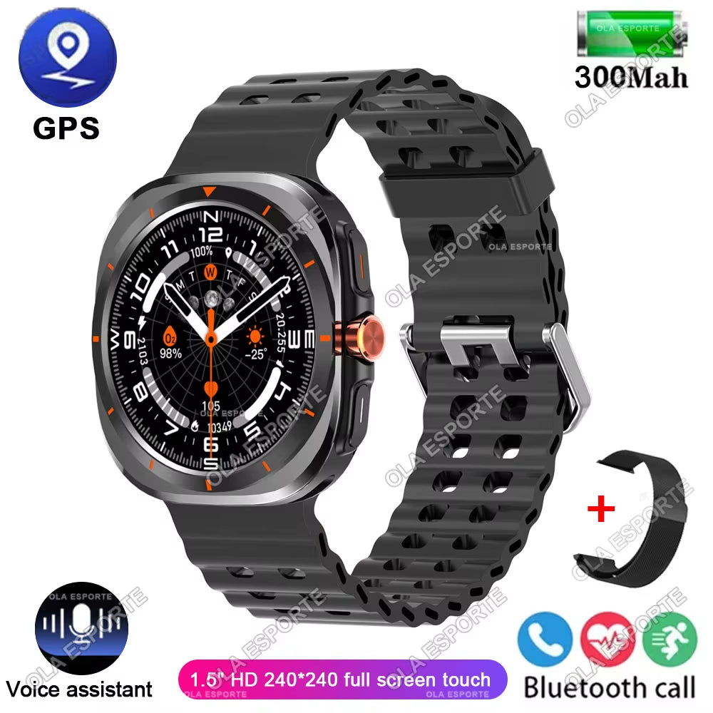 New Galaxy Watch 7 Ultra Smart Bracelet Men GPS Trackr NFC HD Touch Screen Bluetooth Call Health Monitor Smartwatchs for Samsung