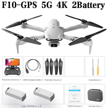 F10 Drone 4K HD Dual Camera GPS Wifi FPV Portable Foldable Quadcopter Helicopter RC Drone Toys with Camera