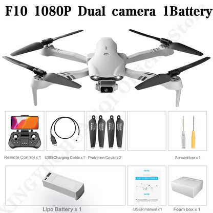 F10 Drone 4K HD Dual Camera GPS Wifi FPV Portable Foldable Quadcopter Helicopter RC Drone Toys with Camera