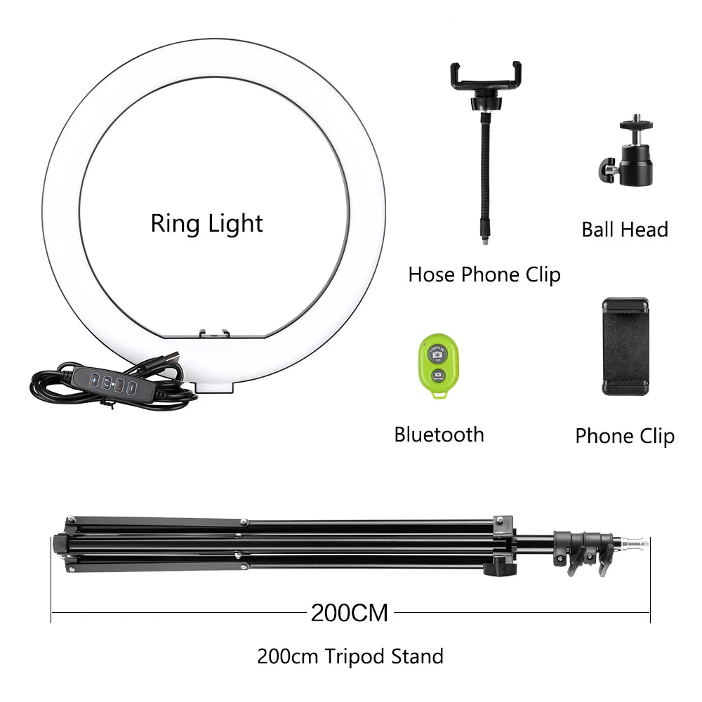 10Inch Mini Selfie LED Video Ring Light Lamp with Table Tripod for Youtube Phone Live Photo Photography Studio