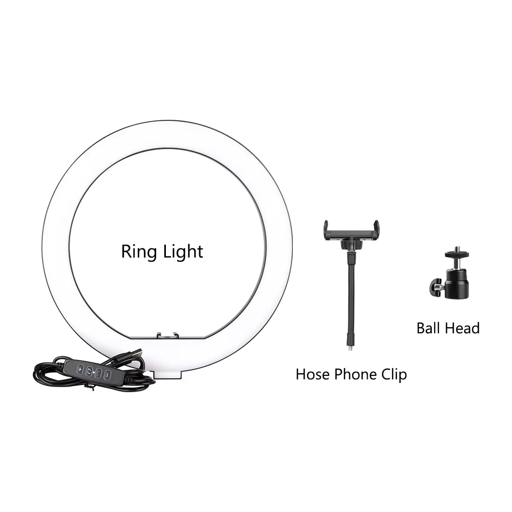 10Inch LED Ring Light Photography Selfie Ring Lighting with Tripod Stand for Smartphone Youtube Makeup Video Studio Ring Lamp