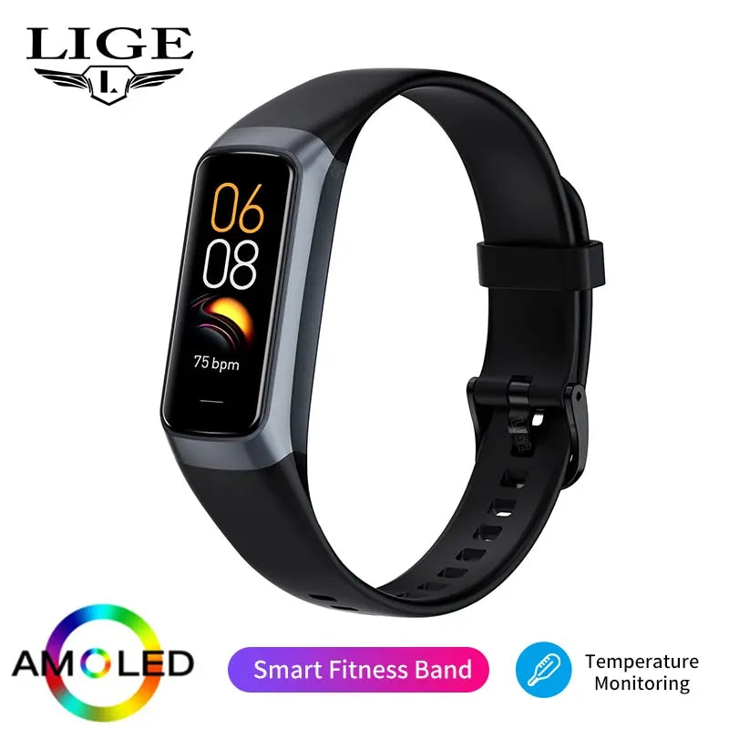 Amoled Smart Watch Men 2023 Smart Band Women Heart Rate Blood Smartwartch Waterproof Smart Bracelet Sport Fitness Tracker