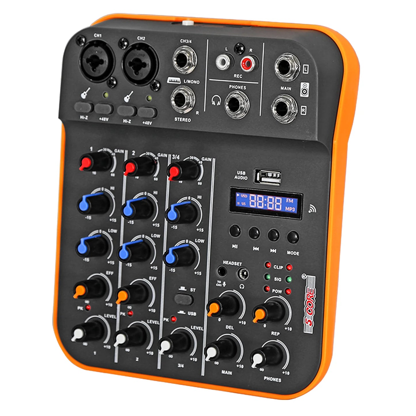 5 Core Audio Mixer 4 Channel DJ Equipment with Bluetooth USB Sound Board Console