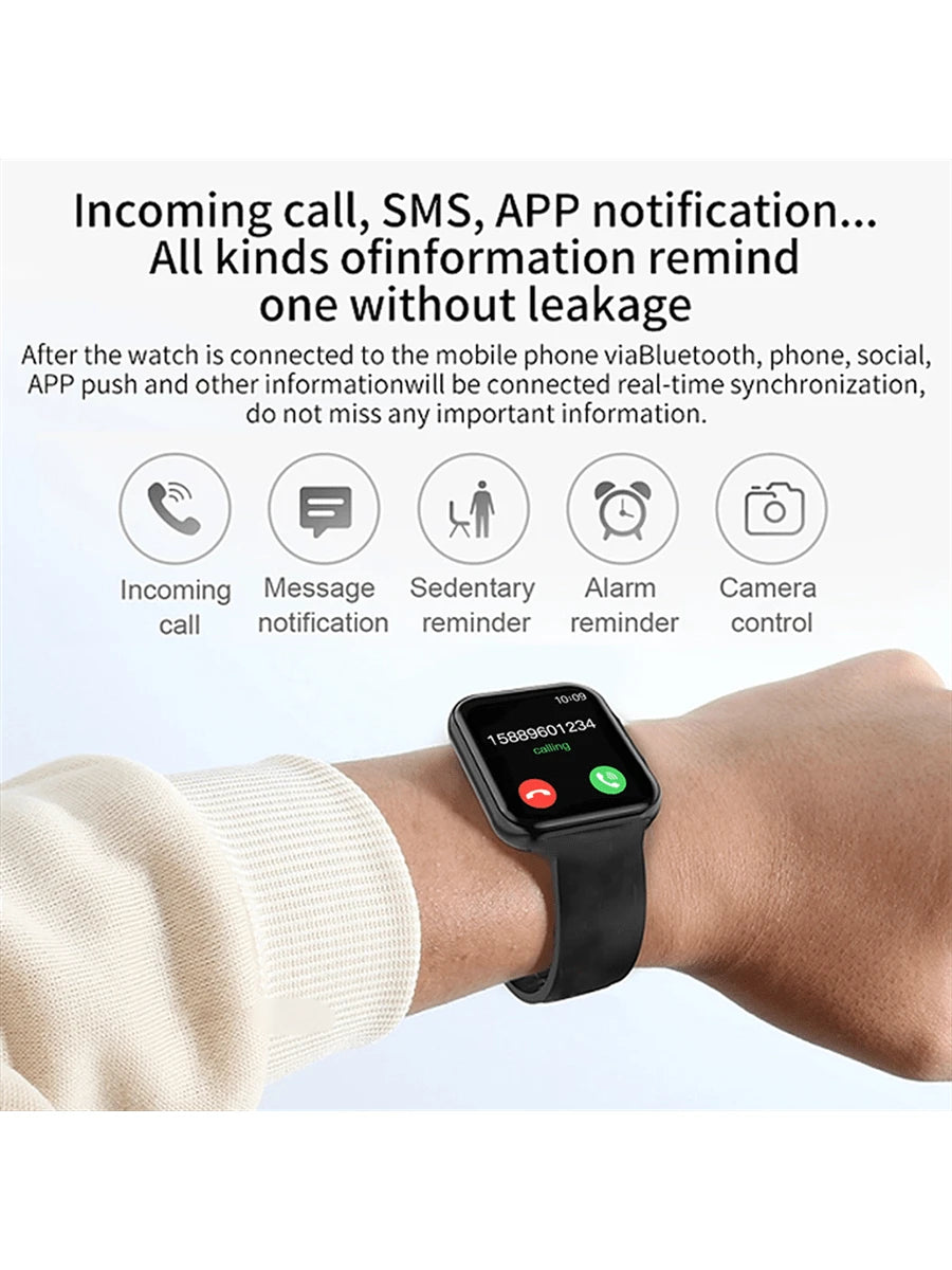 Smart Watch, Wireless Call/Dial Reminder & Rejection, Multi Sport Mode, Short Message/Message Reminder View, Multiple APP Reminders, Suitable for Men & Women, Sports Watch, Custom Wallpaper, Compatible with Ios/Andriod