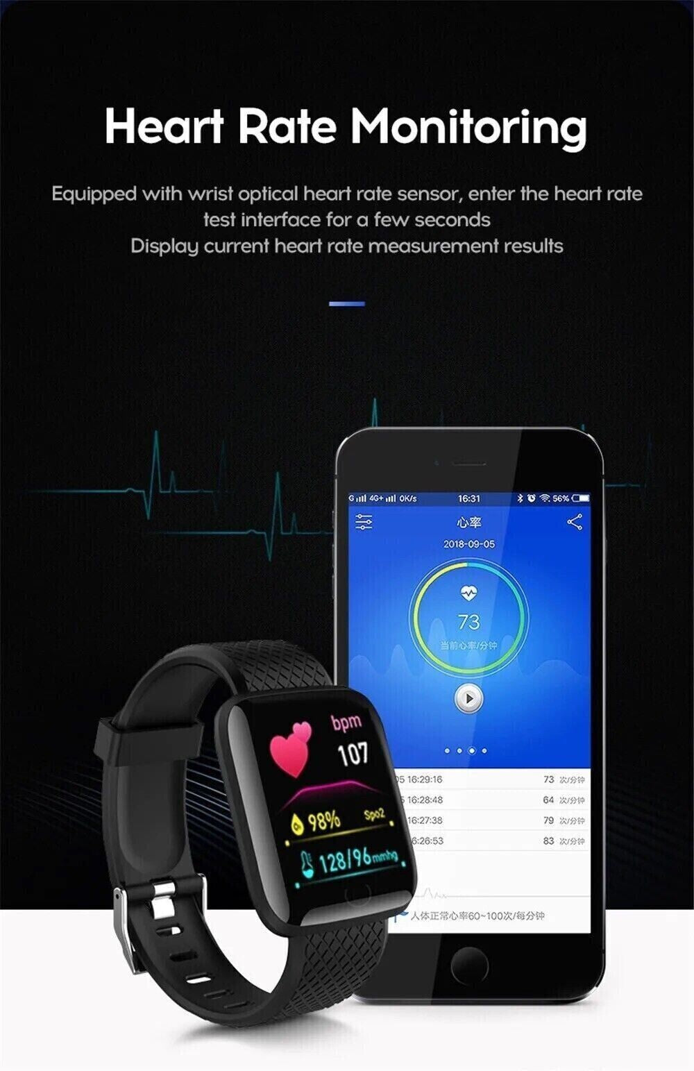 Smart Watch Men Women Fitness Tracker Blood Pressure Heart Rate Sport Watches UK