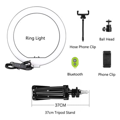 10Inch LED Ring Light Photography Selfie Ring Lighting with Tripod Stand for Smartphone Youtube Makeup Video Studio Ring Lamp