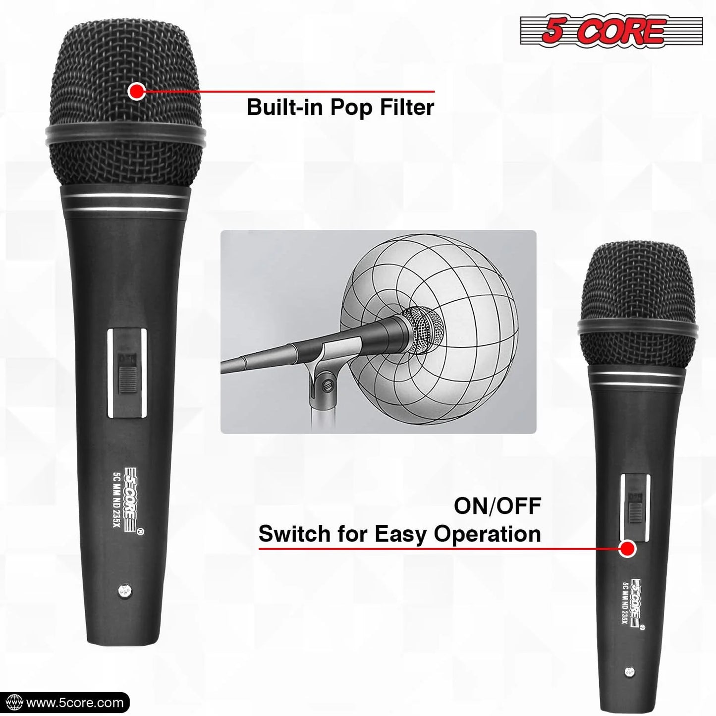 5Core XLR Microphone Dynamic Mic Karaoke Singing Studio Microfono Handheld Mics