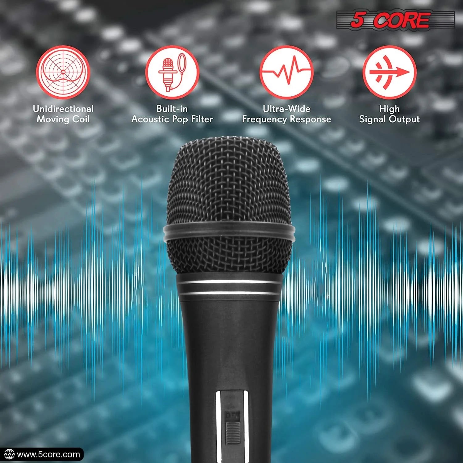 5Core XLR Microphone Dynamic Mic Karaoke Singing Studio Microfono Handheld Mics