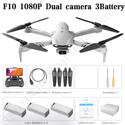 F10 Drone 4K HD Dual Camera GPS Wifi FPV Portable Foldable Quadcopter Helicopter RC Drone Toys with Camera