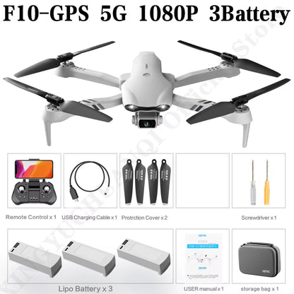 F10 Drone 4K HD Dual Camera GPS Wifi FPV Portable Foldable Quadcopter Helicopter RC Drone Toys with Camera